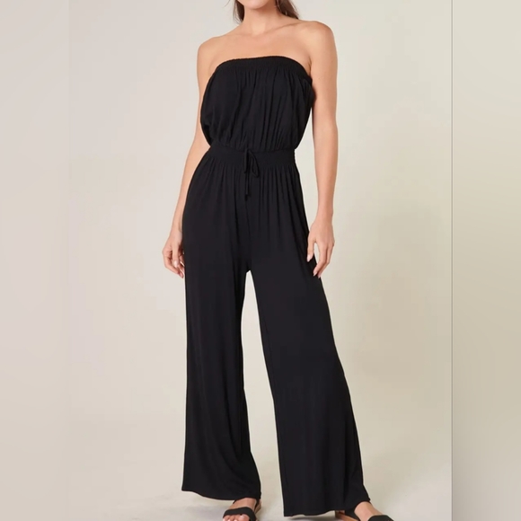 Pants - 022-BRAND NEW! BOHO, CHIC, SEXY Black Ayanna Tube Wide Leg Jumpsuit